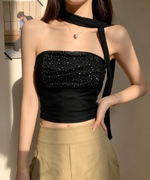 ラインストーンベアトップ きれいめ 夏服