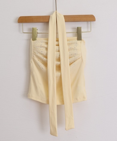 Miniministore(ミニミニストア)の「ラインストーンベアトップ きれいめ 夏服(チューブトップ・レディース・ホワイト/ブラック/グレー/イエロー/ラベンダー/ライトピンク・FREE)」の11枚目の写真