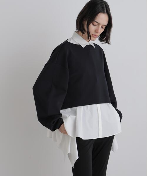 LE PHIL(ルフィル)の「◆パフィージャージーカットソー(Tシャツ/カットソー・レディース・ブラック/グレー・F)」の1枚目の写真
