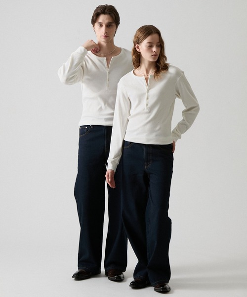 CLEL（クレイル）の「【CLEL】Giza Cotton Ribbed Henley Neck T-shirt / ギザコットンリブヘンリーネックTシャツ（Tシャツ/カットソー・メンズ・ネイビー/グレー/ホワイト/ブラック・XS/S/M/L）」の17枚目の写真