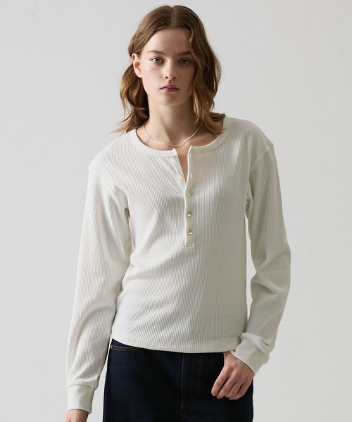 CLEL（クレイル）の「【CLEL】Giza Cotton Ribbed Henley Neck T-shirt / ギザコットンリブヘンリーネックTシャツ（Tシャツ/カットソー・メンズ・ネイビー/グレー/ホワイト/ブラック・XS/S/M/L）」の19枚目の写真