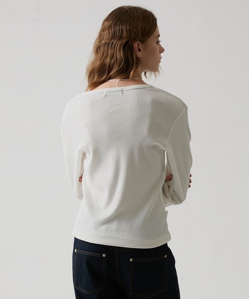 CLEL（クレイル）の「【CLEL】Giza Cotton Ribbed Henley Neck T-shirt / ギザコットンリブヘンリーネックTシャツ（Tシャツ/カットソー・メンズ・ネイビー/グレー/ホワイト/ブラック・XS/S/M/L）」の20枚目の写真