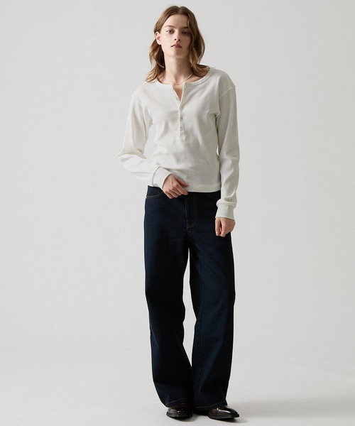 CLEL（クレイル）の「【CLEL】Giza Cotton Ribbed Henley Neck T-shirt / ギザコットンリブヘンリーネックTシャツ（Tシャツ/カットソー・メンズ・ネイビー/グレー/ホワイト/ブラック・XS/S/M/L）」の21枚目の写真