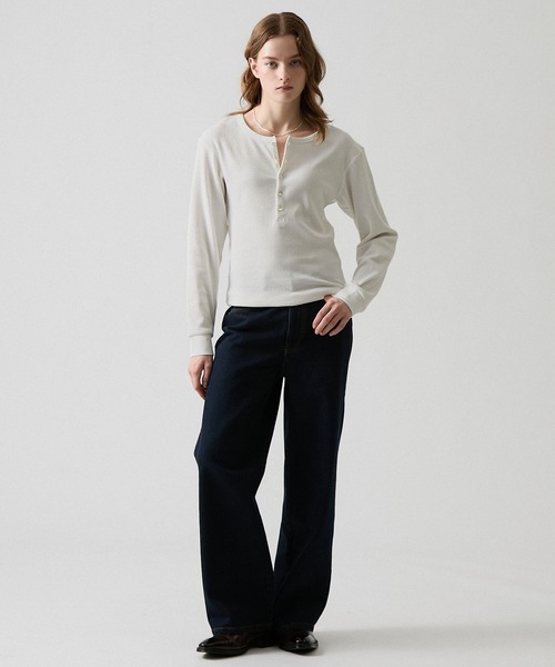CLEL（クレイル）の「【CLEL】Giza Cotton Ribbed Henley Neck T-shirt / ギザコットンリブヘンリーネックTシャツ（Tシャツ/カットソー・メンズ・ネイビー/グレー/ホワイト/ブラック・XS/S/M/L）」の22枚目の写真