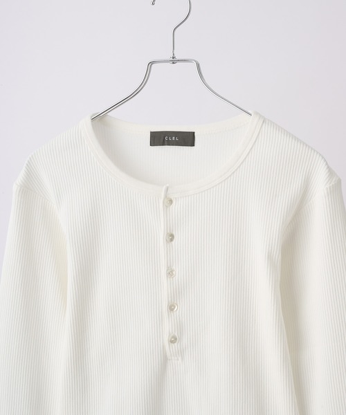 CLEL（クレイル）の「【CLEL】Giza Cotton Ribbed Henley Neck T-shirt / ギザコットンリブヘンリーネックTシャツ（Tシャツ/カットソー・メンズ・ネイビー/グレー/ホワイト/ブラック・XS/S/M/L）」の10枚目の写真