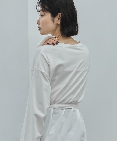 feepur(フェピュール)の「アシンメトリーウエストロープラグランロンTee(Tシャツ/カットソー・レディース・ブラック/オフホワイト・MEDIUM)」の11枚目の写真