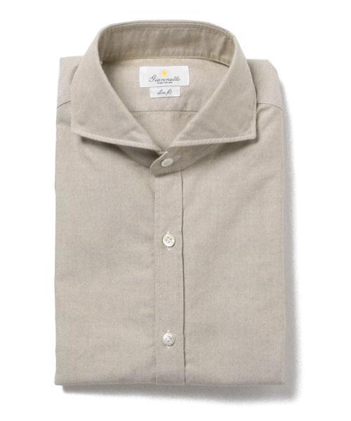 <美品> GIANNETTO カッタウェイシャツ ベージュ XS GIANNETTO（ジャンネット）の「GIANNETTO / ベージュ