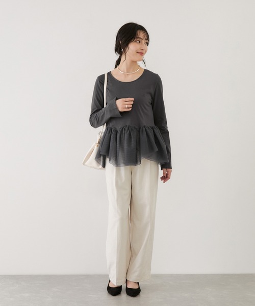 VIS(ビス)の「イレヘムチュールペプラムプルオーバー(Tシャツ/カットソー・レディース・キナリ/チャコールグレー/ピンク・FREE)」の20枚目の写真