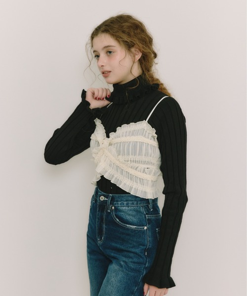 idem(イデム)の「frill turtleneck lib knit / フリルタートルネックニット(ニット/セーター・レディース・ブラック/ブルー/アイボリー・FREE)」の15枚目の写真