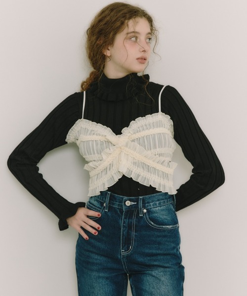 idem(イデム)の「frill turtleneck lib knit / フリルタートルネックニット(ニット/セーター・レディース・ブラック/ブルー/アイボリー・FREE)」の16枚目の写真