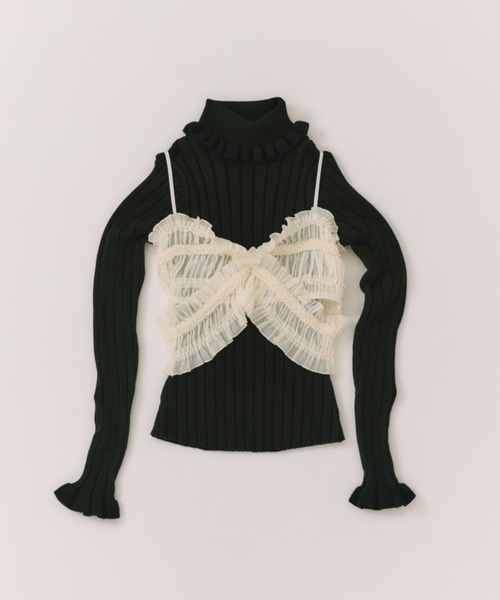 idem(イデム)の「frill turtleneck lib knit / フリルタートルネックニット(ニット/セーター・レディース・ブラック/ブルー/アイボリー・FREE)」の18枚目の写真