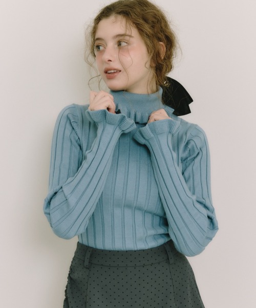 idem(イデム)の「frill turtleneck lib knit / フリルタートルネックニット(ニット/セーター・レディース・ブラック/ブルー/アイボリー・FREE)」の20枚目の写真