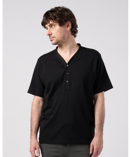 wjk(ダヴルジェイケイ)の「luxury cotton smart collar S/S(Tシャツ/カットソー・メンズ・ホワイト/ブラック/ネイビー・LARGE/MEDIUM/SMALL/X-LARGE)」の2枚目の写真