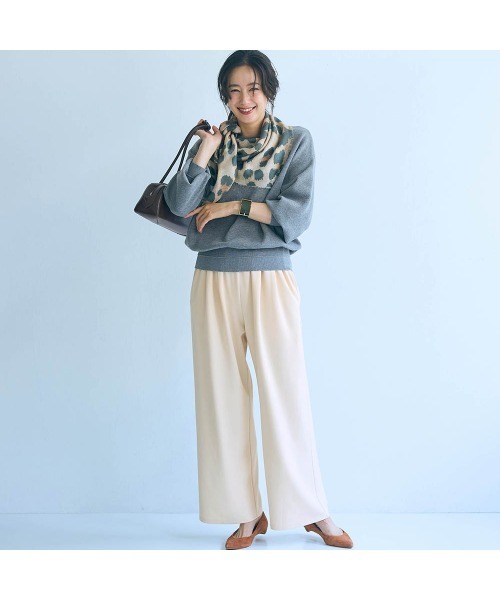 Belle Maison(ベルメゾン)の「ワイドストレートパンツ【乾燥機OK】(その他パンツ・レディース・ブラック/ベージュ/グレイッシュブルー/モカ・S/L/M)」の8枚目の写真