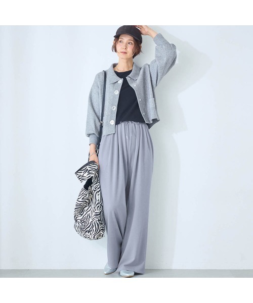 Belle Maison(ベルメゾン)の「ワイドストレートパンツ【乾燥機OK】(その他パンツ・レディース・ブラック/ベージュ/グレイッシュブルー/モカ・S/L/M)」の11枚目の写真