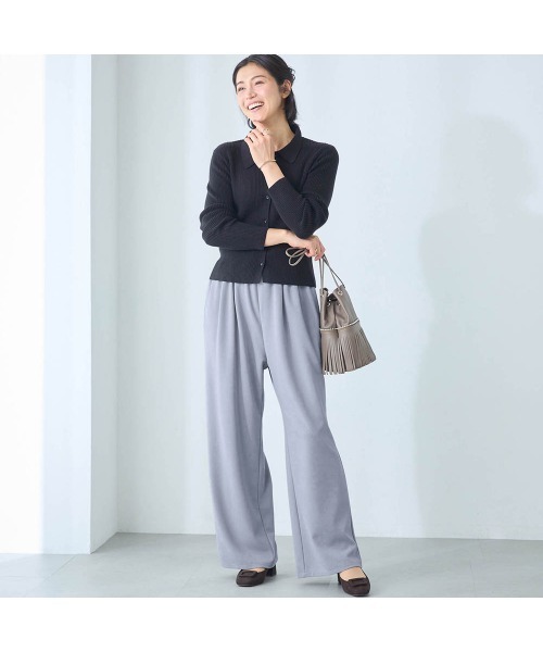 Belle Maison(ベルメゾン)の「ワイドストレートパンツ【乾燥機OK】(その他パンツ・レディース・ブラック/ベージュ/グレイッシュブルー/モカ・S/L/M)」の12枚目の写真