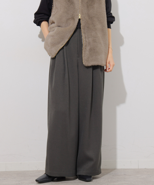 JOURNAL STANDARD relume(ジャーナルスタンダード レリューム)の「ツイーディーツイルタックワイドパンツ(スラックス・レディース・チョコ/チャコールグレー・36/38)」の6枚目の写真