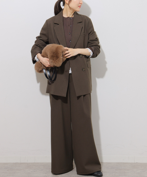 JOURNAL STANDARD relume(ジャーナルスタンダード レリューム)の「ツイーディーツイルタックワイドパンツ(スラックス・レディース・チョコ/チャコールグレー・36/38)」の9枚目の写真