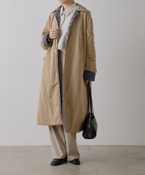 ear PAPILLONNER（イアパピヨネ）の「《リバーシブル/撥水》sampo×ear中綿ロングコート（その他アウター・レディース・ブラック/ベージュ・FREE）」の2枚目の写真