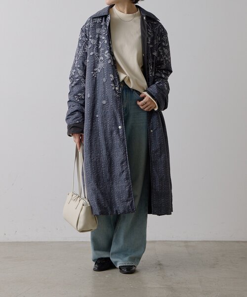 ear PAPILLONNER（イアパピヨネ）の「《リバーシブル/撥水》sampo×ear中綿ロングコート（その他アウター・レディース・ブラック/ベージュ・FREE）」の5枚目の写真