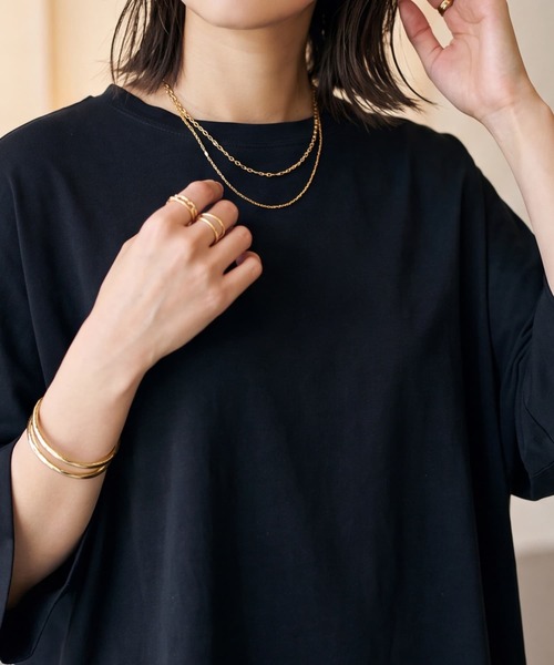 STYLE DELI(スタイルデリ)の「【DELI by】大人の抜け感ドルマンTトップス(Tシャツ/カットソー・レディース・ブラック/ホワイト・M)」の2枚目の写真