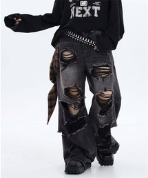 ダメージウォッシュデニムワイドパンツ Y2K