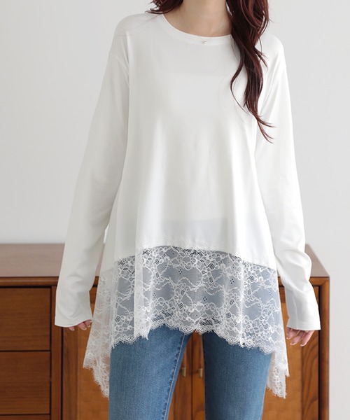 LUMIRA(アパレル)(ルミラ)の「裾レースイレヘム ノースリ プルオーバー(Tシャツ/カットソー・レディース・ホワイト系その他2/ブラック系その他2/ホワイト系その他4/ホワイト系その他/ブラック系その他3/ホワイト系その他3/ブラック系その他/ブラック系その他4・FREE)」の1枚目の写真