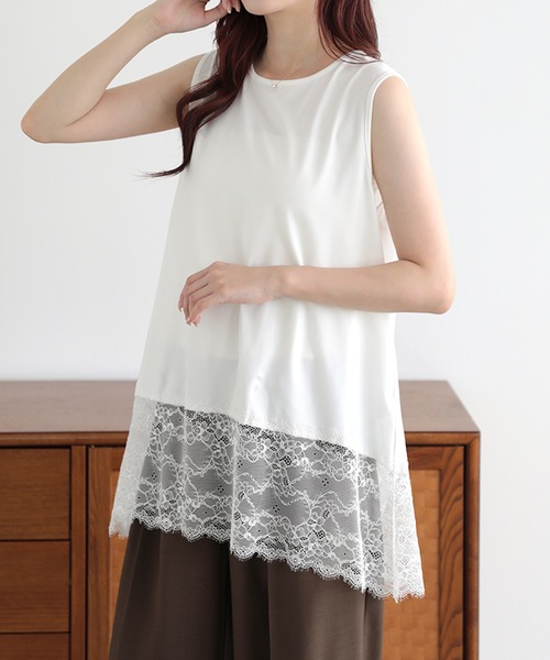 LUMIRA(アパレル)(ルミラ)の「裾レースイレヘム ノースリ プルオーバー(Tシャツ/カットソー・レディース・ホワイト系その他2/ブラック系その他2/ホワイト系その他4/ホワイト系その他/ブラック系その他3/ホワイト系その他3/ブラック系その他/ブラック系その他4・FREE)」の3枚目の写真