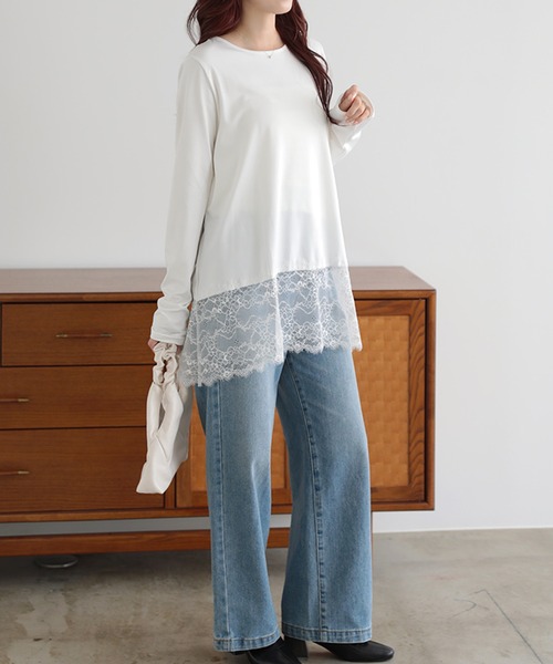 LUMIRA(アパレル)(ルミラ)の「裾レースイレヘム ノースリ プルオーバー(Tシャツ/カットソー・レディース・ホワイト系その他2/ブラック系その他2/ホワイト系その他4/ホワイト系その他/ブラック系その他3/ホワイト系その他3/ブラック系その他/ブラック系その他4・FREE)」の4枚目の写真