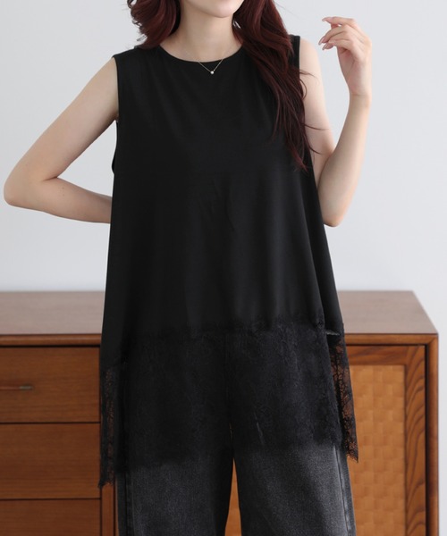 LUMIRA(アパレル)(ルミラ)の「裾レースイレヘム ノースリ プルオーバー(Tシャツ/カットソー・レディース・ホワイト系その他2/ブラック系その他2/ホワイト系その他4/ホワイト系その他/ブラック系その他3/ホワイト系その他3/ブラック系その他/ブラック系その他4・FREE)」の7枚目の写真