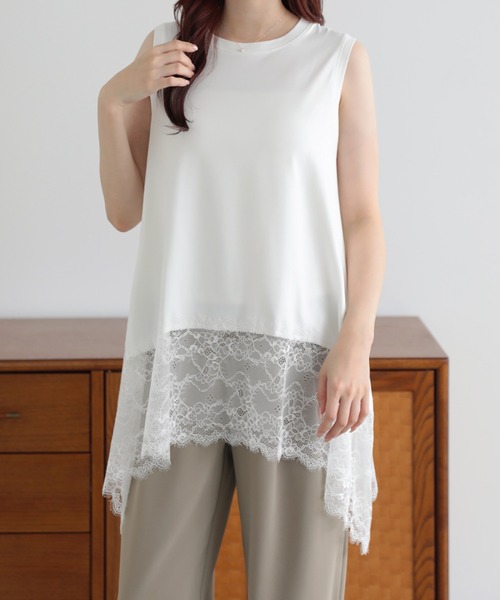 LUMIRA(アパレル)(ルミラ)の「裾レースイレヘム ノースリ プルオーバー(Tシャツ/カットソー・レディース・ホワイト系その他2/ブラック系その他2/ホワイト系その他4/ホワイト系その他/ブラック系その他3/ホワイト系その他3/ブラック系その他/ブラック系その他4・FREE)」の12枚目の写真