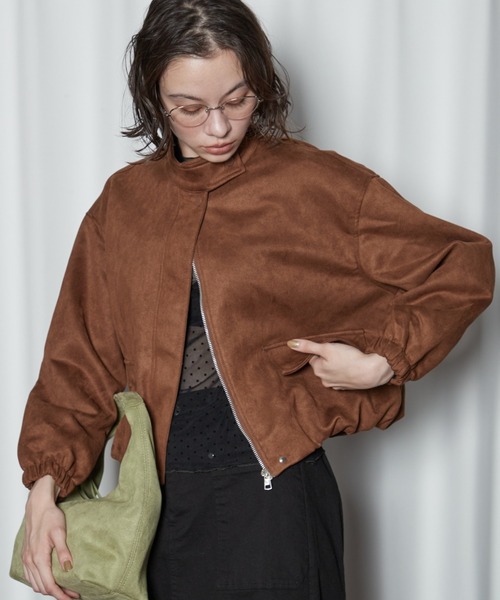 OFROOM（オフルーム）の「【2026秋冬新作】Eco Suede Blouson｜エコスエードブルゾン（ブルゾン・レディース・ブラック/ブラウン・FREE）」の2枚目の写真