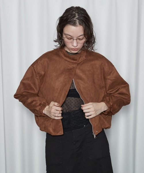 OFROOM（オフルーム）の「【2026秋冬新作】Eco Suede Blouson｜エコスエードブルゾン（ブルゾン・レディース・ブラック/ブラウン・FREE）」の10枚目の写真