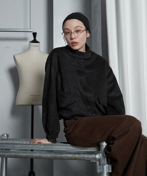 OFROOM（オフルーム）の「【2026秋冬新作】Eco Suede Blouson｜エコスエードブルゾン（ブルゾン・レディース・ブラック/ブラウン・FREE）」の3枚目の写真