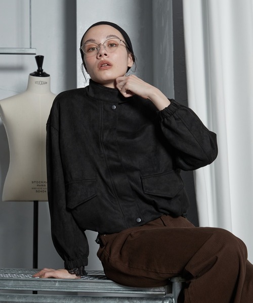 OFROOM（オフルーム）の「【2026秋冬新作】Eco Suede Blouson｜エコスエードブルゾン（ブルゾン・レディース・ブラック/ブラウン・FREE）」の6枚目の写真