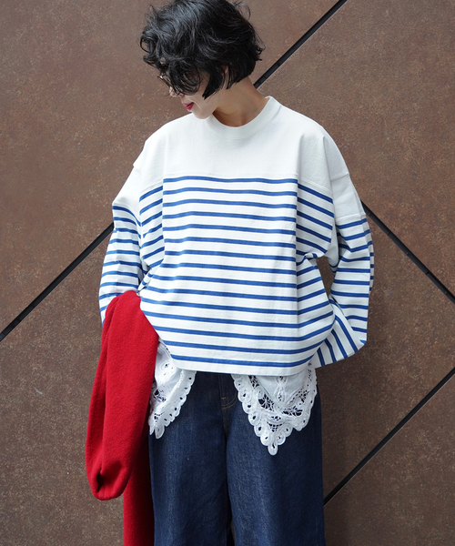 JOURNAL STANDARD LUXE（ジャーナルスタンダード　ラックス）の「25TH BORDER WIDE SHORT（Tシャツ/カットソー・レディース・ブルー・FREE）」の4枚目の写真