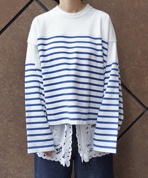 JOURNAL STANDARD LUXE（ジャーナルスタンダード　ラックス）の「25TH BORDER WIDE SHORT（Tシャツ/カットソー・レディース・ブルー・FREE）」の6枚目の写真