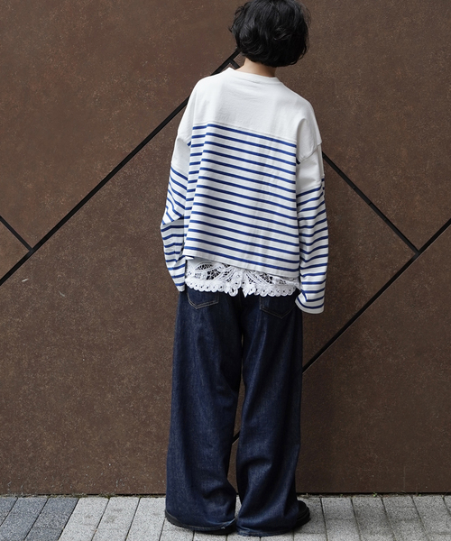 JOURNAL STANDARD LUXE（ジャーナルスタンダード　ラックス）の「25TH BORDER WIDE SHORT（Tシャツ/カットソー・レディース・ブルー・FREE）」の7枚目の写真