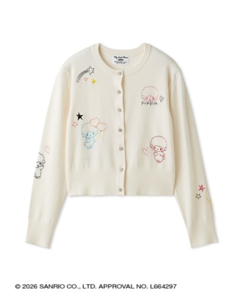 sanrio house(サンリオハウス)の「【FURFUR】刺繍ニットカーディガン(カーディガン/ボレロ・レディース・ピンク/チャコールグレー/ホワイト・F)」の1枚目の写真