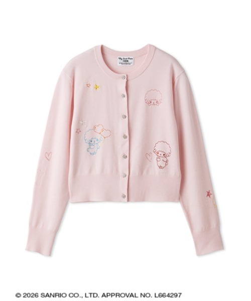 sanrio house(サンリオハウス)の「【FURFUR】刺繍ニットカーディガン(カーディガン/ボレロ・レディース・ピンク/チャコールグレー/ホワイト・F)」の3枚目の写真