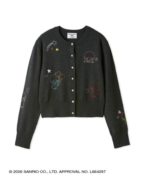 sanrio house(サンリオハウス)の「【FURFUR】刺繍ニットカーディガン(カーディガン/ボレロ・レディース・ピンク/チャコールグレー/ホワイト・F)」の2枚目の写真