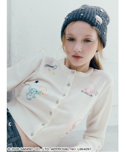 sanrio house(サンリオハウス)の「【FURFUR】刺繍ニットカーディガン(カーディガン/ボレロ・レディース・ピンク/チャコールグレー/ホワイト・F)」の5枚目の写真