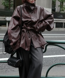 WILLFULLY（ウィルフリー）の「stand collar over size synthetic leather JK（その他アウター）」
