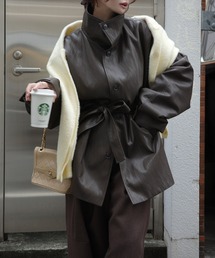 WILLFULLY（ウィルフリー）の「stand collar over size synthetic leather JK（その他アウター）」