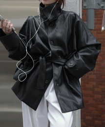 WILLFULLY（ウィルフリー）の「stand collar over size synthetic leather JK（その他アウター）」