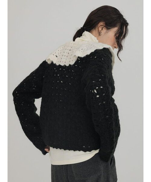 FIKA.(フィーカ)の「Fluffy crochet knit cardigan(カーディガン/ボレロ・レディース・オフホワイト/ブラック・MEDIUM)」の16枚目の写真