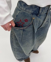 タックワイドバレルデニムパンツ