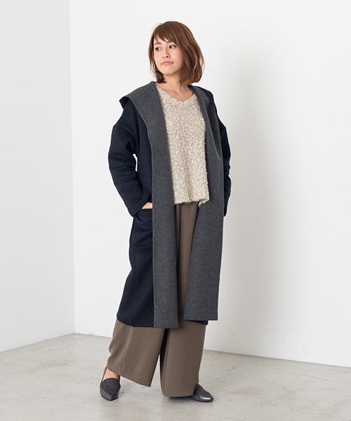 Natural Beauty Basic ナチュラルビューティベーシック の 美人百花 11月号掲載 バイカラーフーデットダブルコート その他アウター Wear