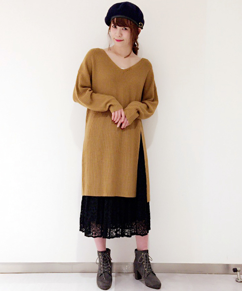 archives（アルシーヴ）の「【ZOZOTOWN限定】スリットニットワンピース（ワンピース・レディース・グレー/モカ/イエロー/アイボリー/サックスブルー・MEDIUM）」の13枚目の写真