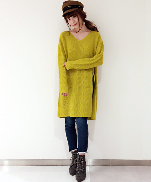 archives（アルシーヴ）の「【ZOZOTOWN限定】スリットニットワンピース（ワンピース・レディース・グレー/モカ/イエロー/アイボリー/サックスブルー・MEDIUM）」の15枚目の写真